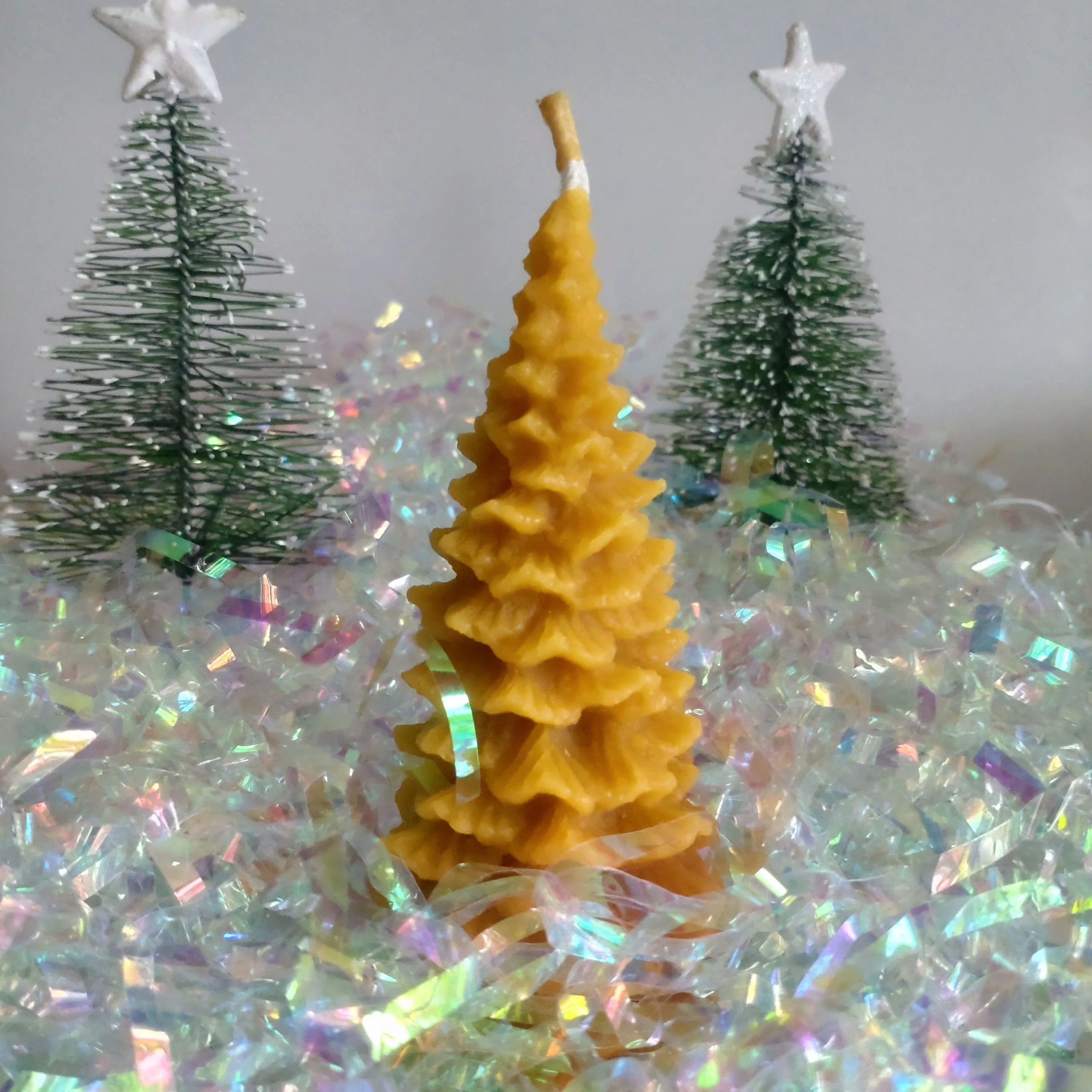 beeswax moulded candle festive designs