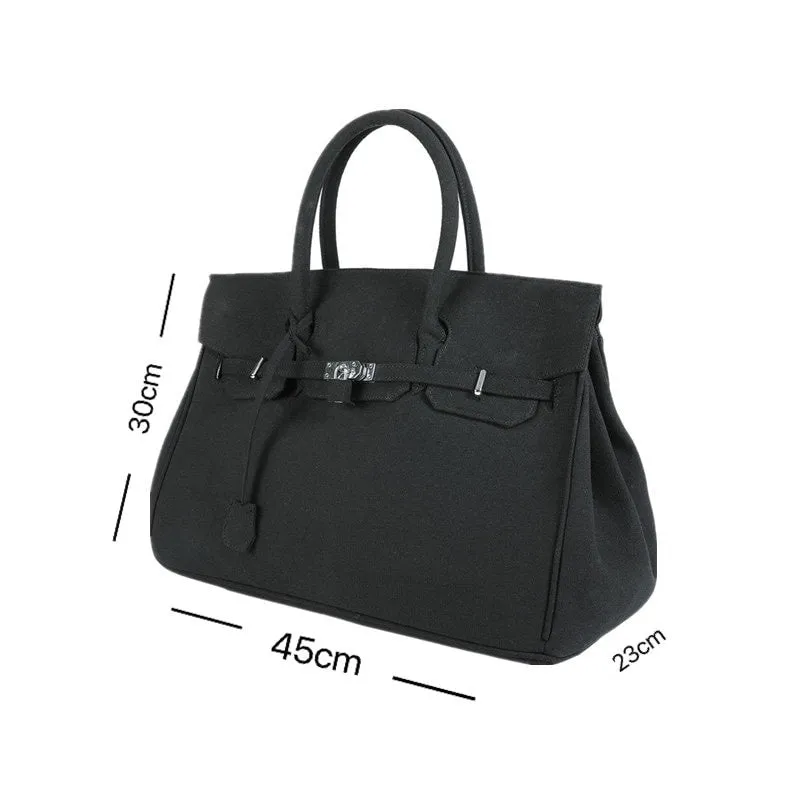 Birkin inspired canvas weekender overnight weekend travel bag fashion high street travel handbag