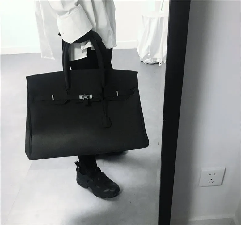 Birkin inspired canvas weekender overnight weekend travel bag fashion high street travel handbag