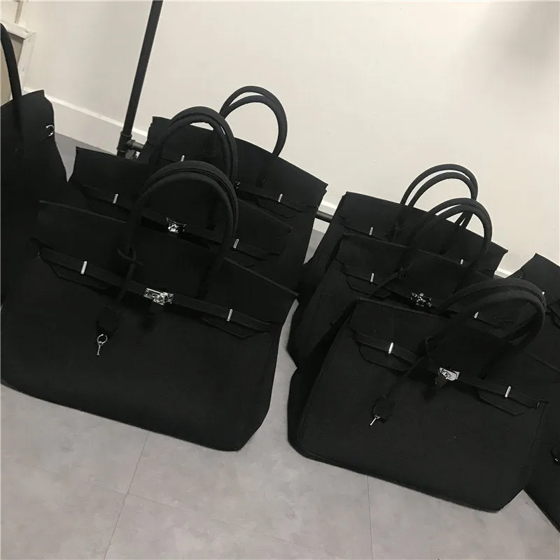 Birkin inspired canvas weekender overnight weekend travel bag fashion high street travel handbag