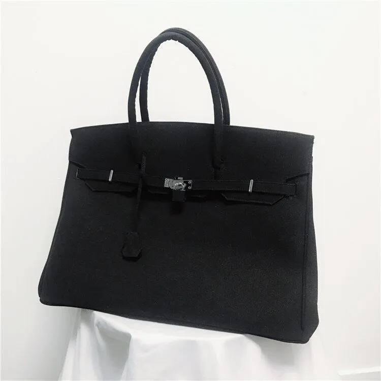 Birkin inspired canvas weekender overnight weekend travel bag fashion high street travel handbag