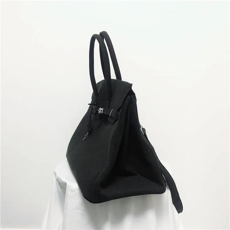 Birkin inspired canvas weekender overnight weekend travel bag fashion high street travel handbag