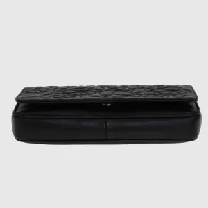 Black Camellia Embossed Flap Bag