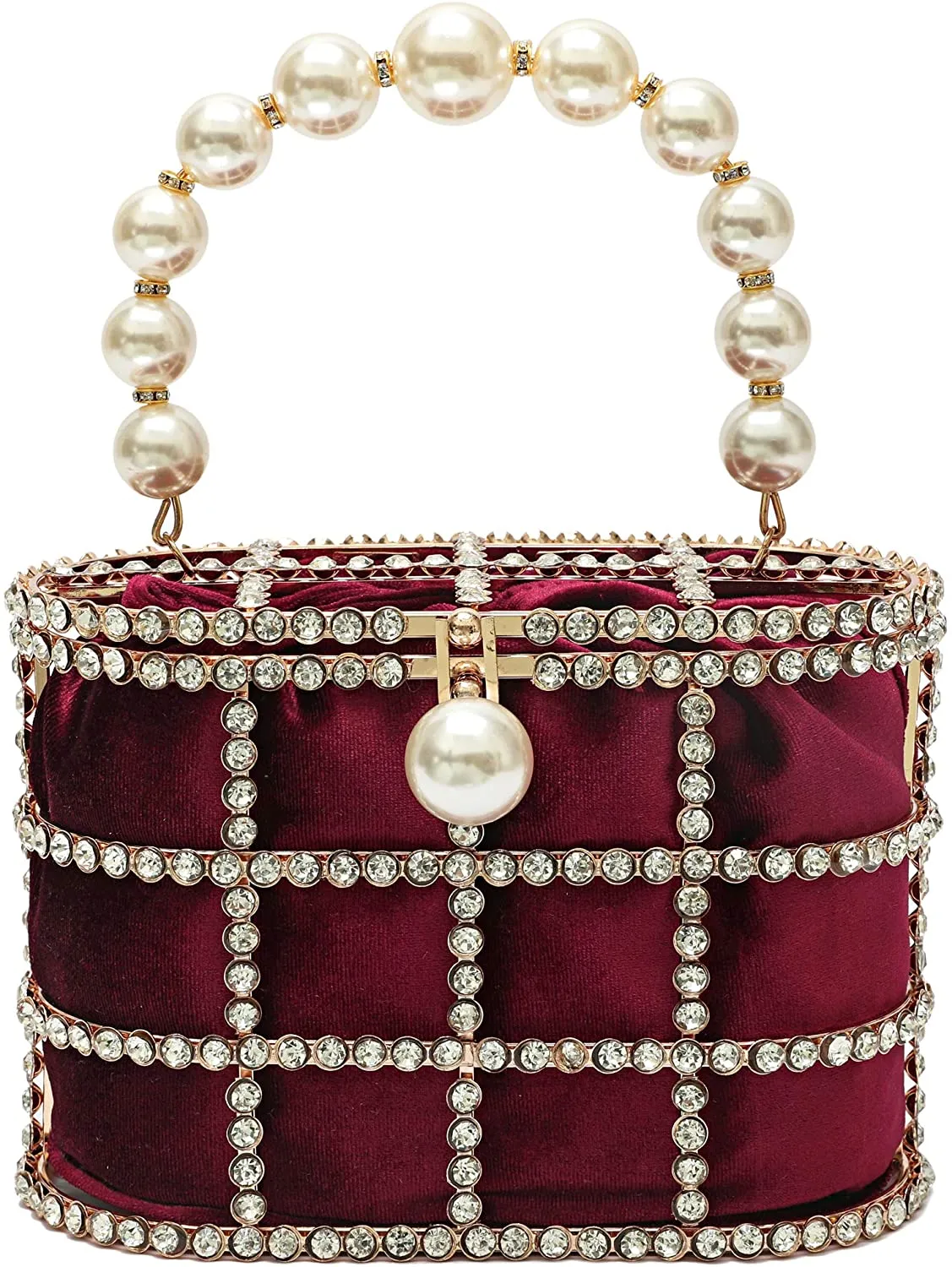 Black Clutch  Sparkly Pearl Diamond Handbag