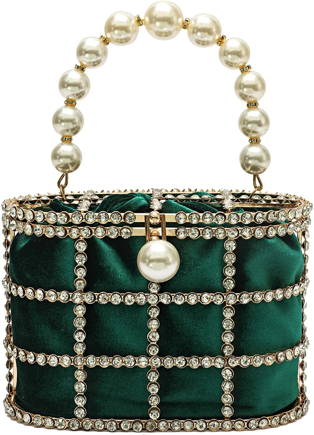 Black Clutch  Sparkly Pearl Diamond Handbag