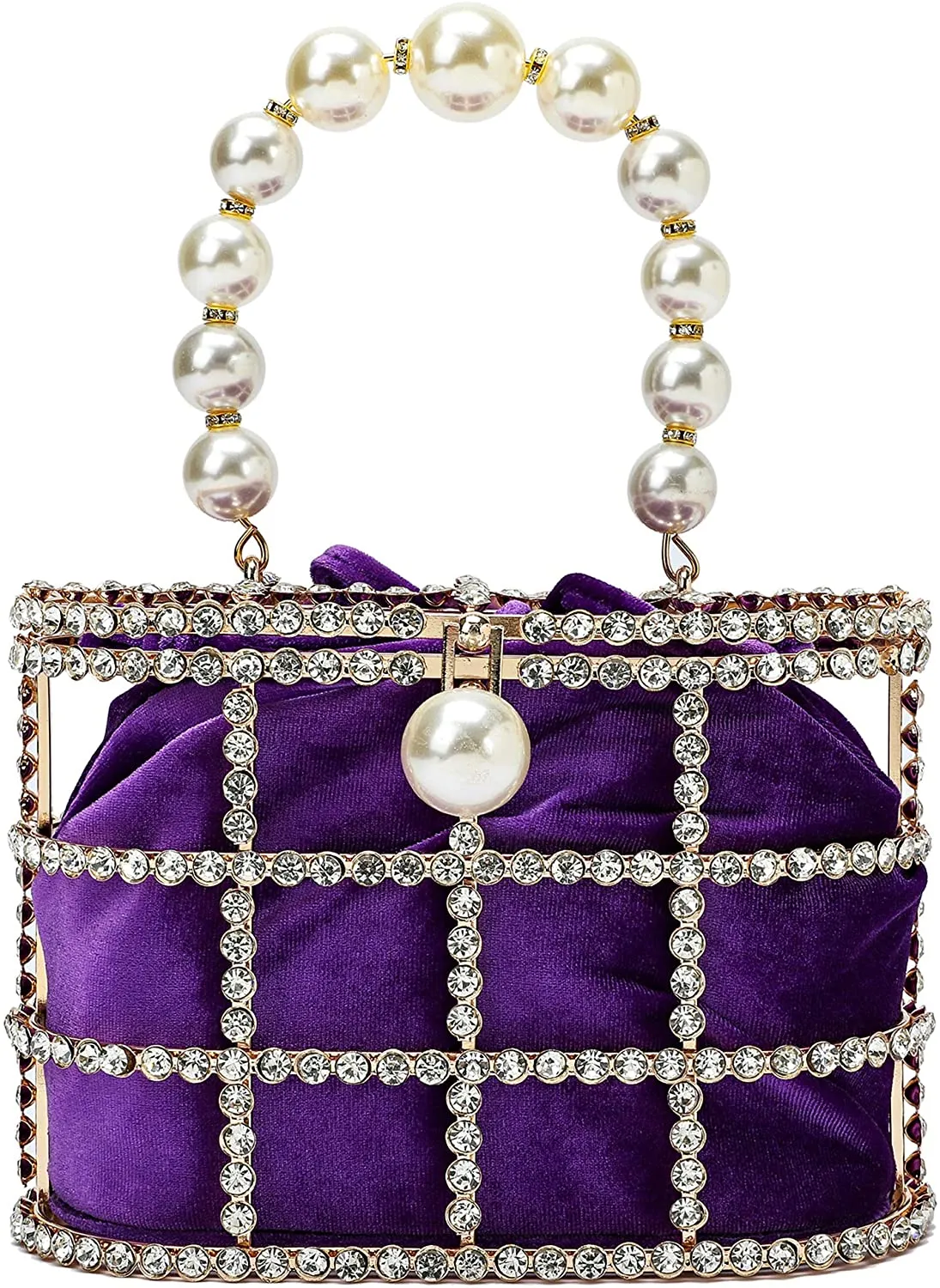 Black Clutch  Sparkly Pearl Diamond Handbag