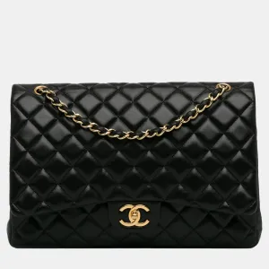 Black Jumbo Classic Lambskin Double Flap