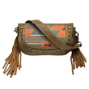Blazin Roxx Jenni Brown Leather & Canvas Crossbody Belt Bag N770006697