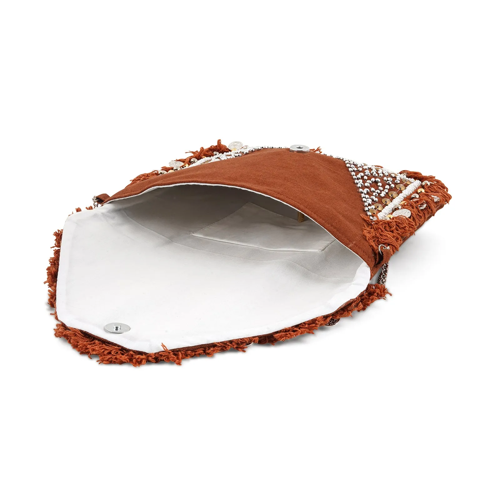Boho Beat Coin and Tassel Drop Brown Banjara Bag
