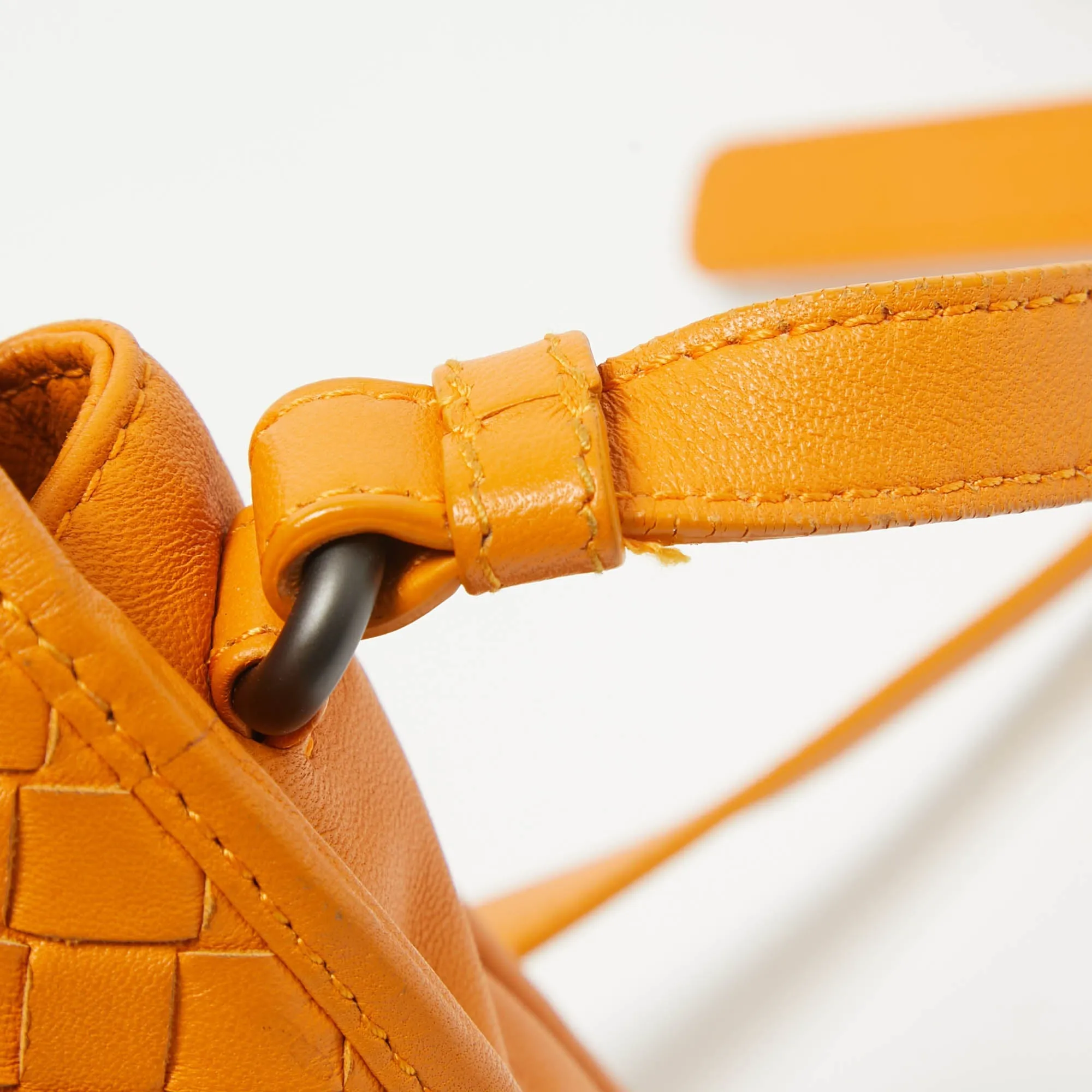 Bottega Veneta Orange Intrecciato Leather Full Flap Crossbody Bag