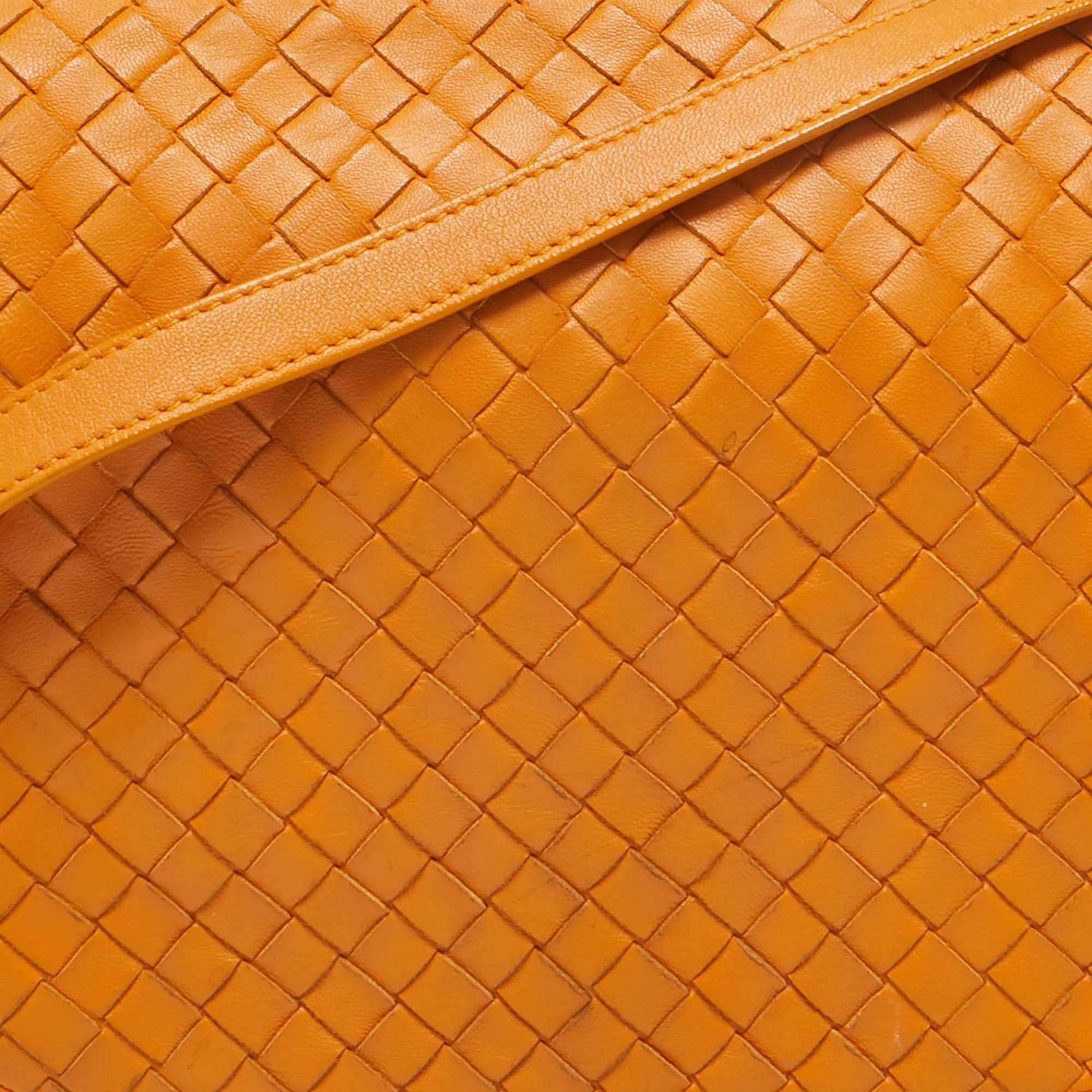 Bottega Veneta Orange Intrecciato Leather Full Flap Crossbody Bag
