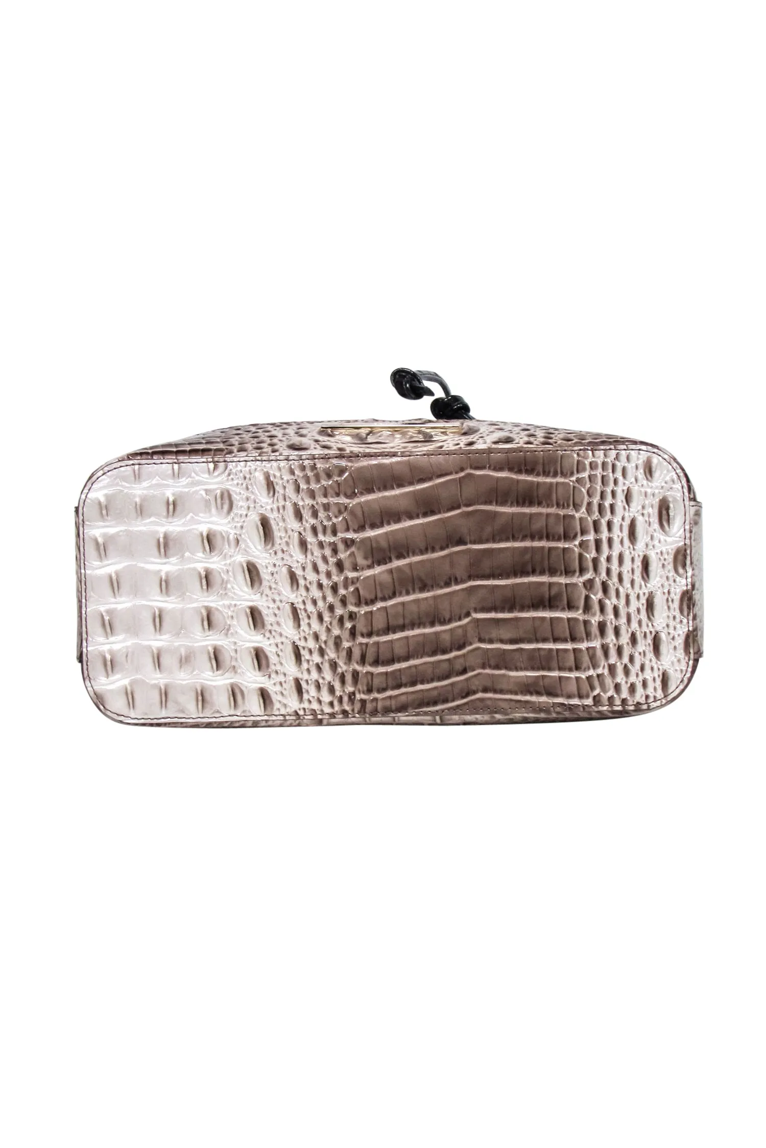 Brahmin - Beige & Black Reptile Textured Large Bucket Bag