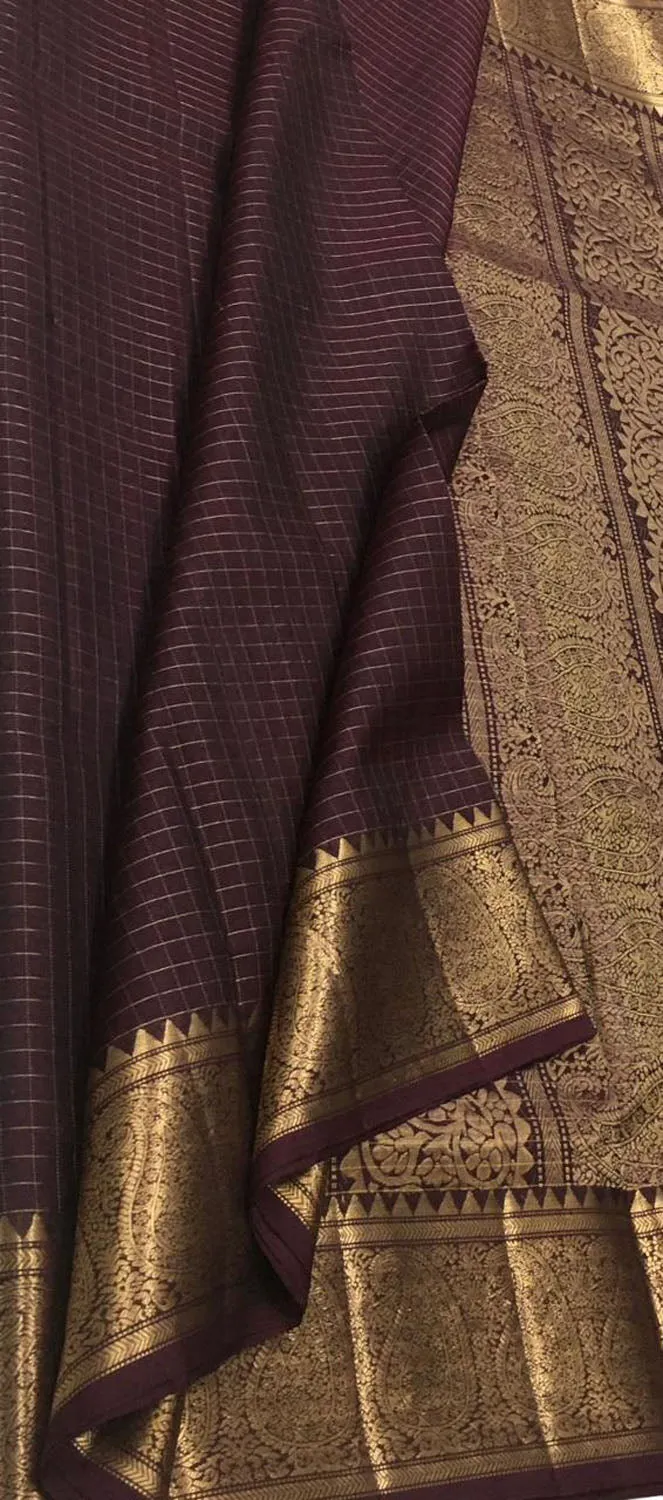 Brown Handloom Kanjeevaram Silk Saree - Elegant and Luxurious