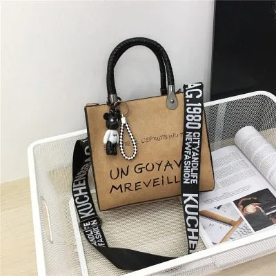 Bucket Shape Letter Printed Bag