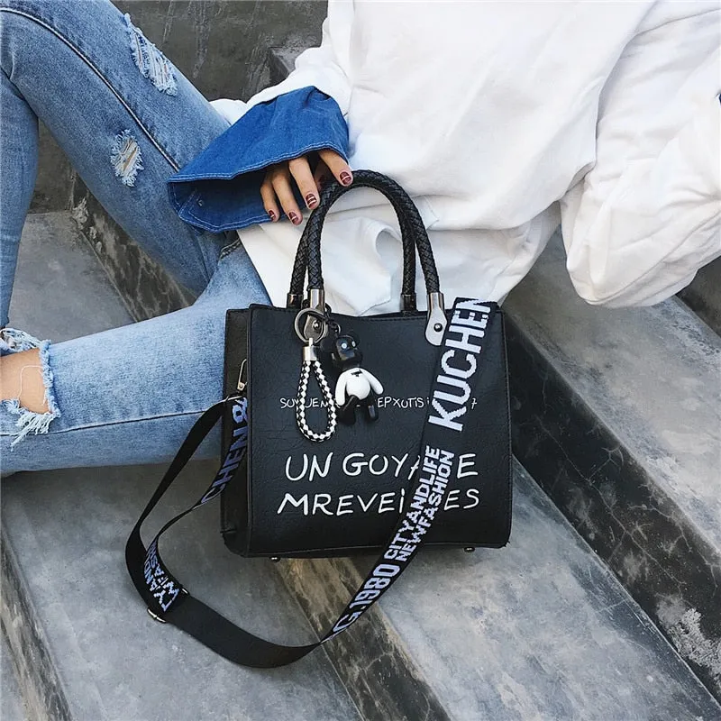 Bucket Shape Letter Printed Bag