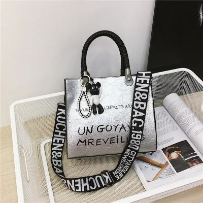 Bucket Shape Letter Printed Bag