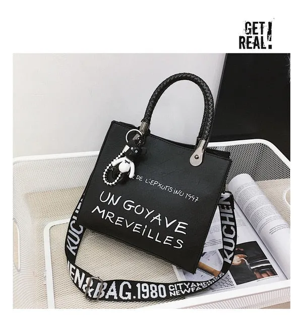 Bucket Shape Letter Printed Bag