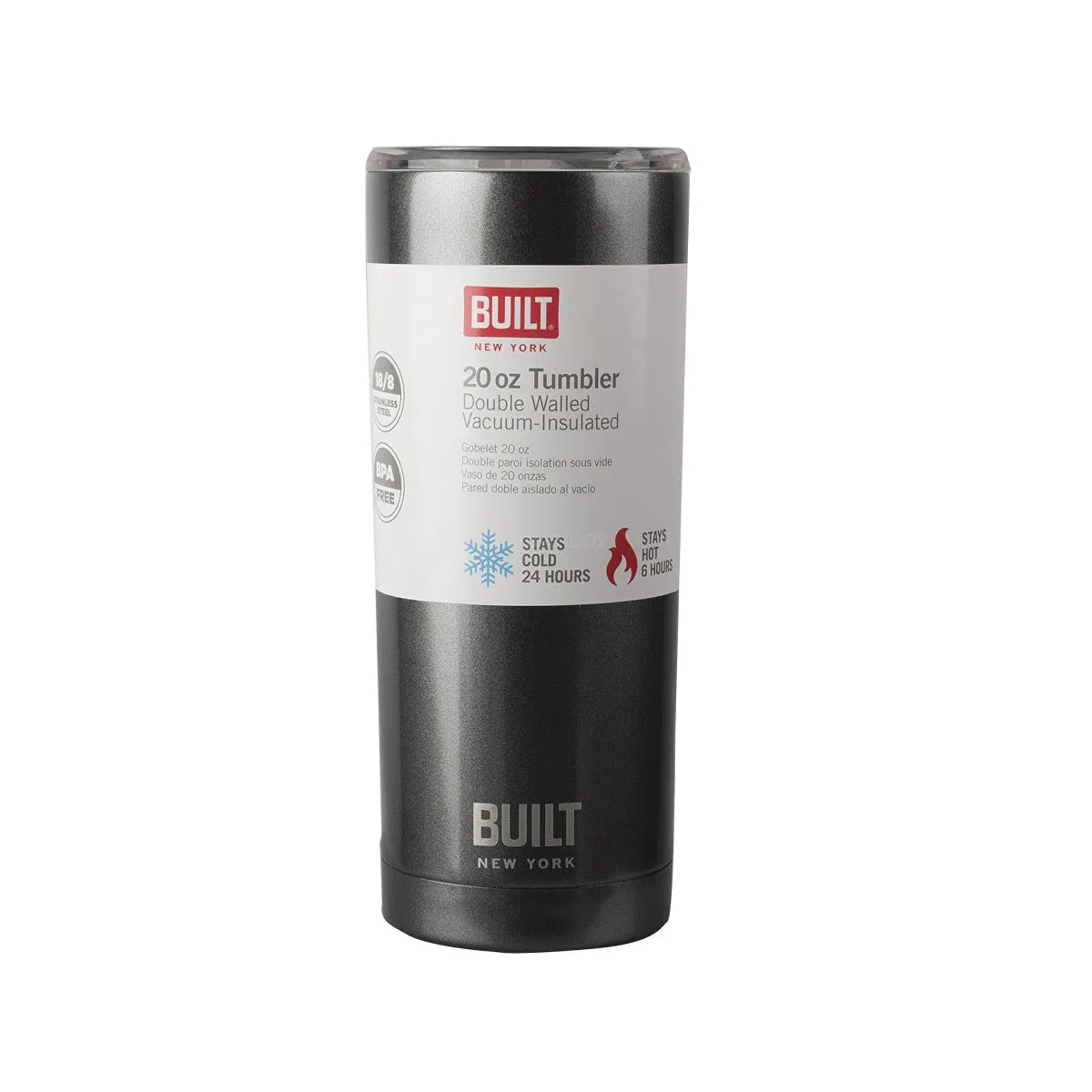 Built Double Wall Insulated Water Tumbler Metallic 590ml
