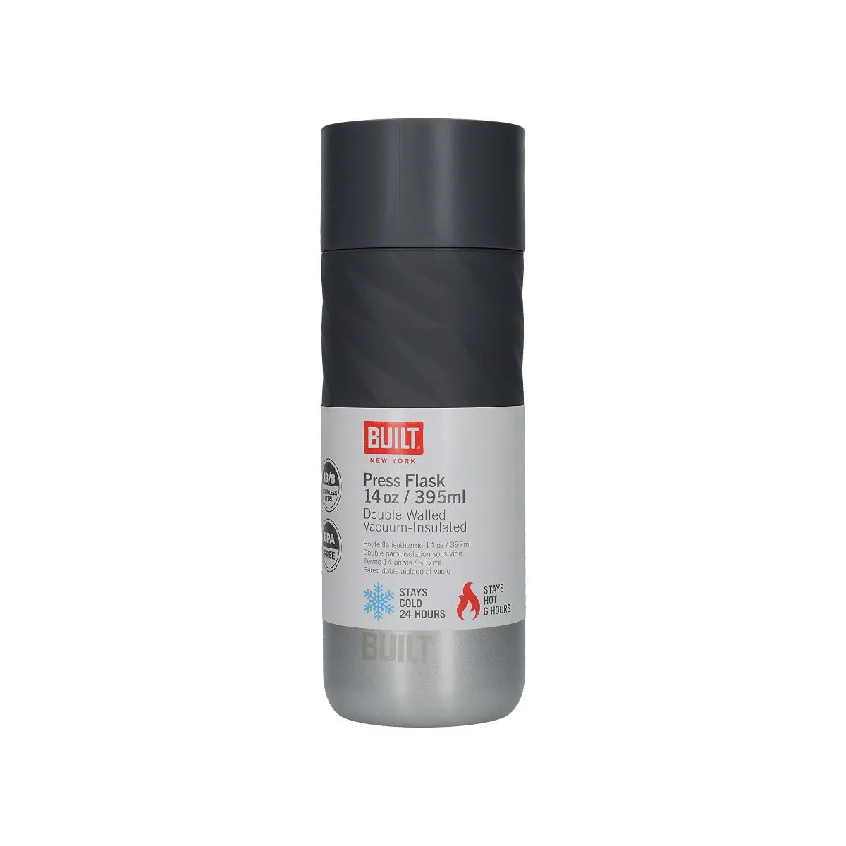 Built Stainless Steel Press Travel Flask 450ml