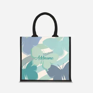 Butterfly Series Half Lining Jute Bag - Blue Black