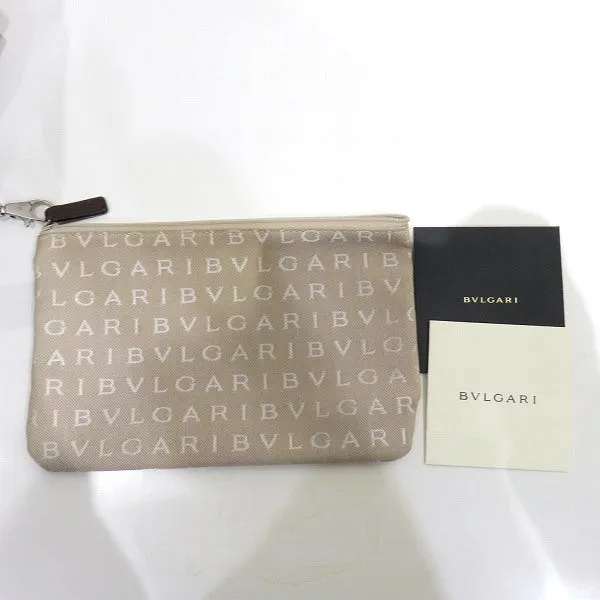 Bvlgari Logo Mania Canvas Leather Tote Bag