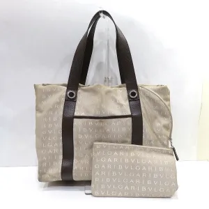 Bvlgari Logo Mania Canvas Leather Tote Bag