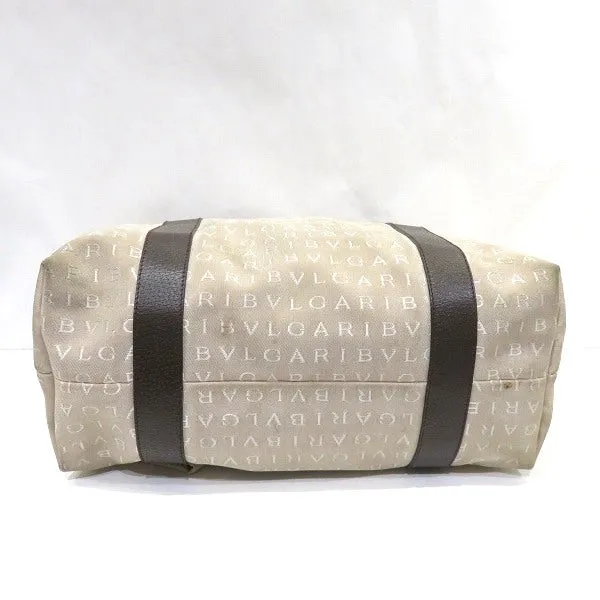 Bvlgari Logo Mania Canvas Leather Tote Bag