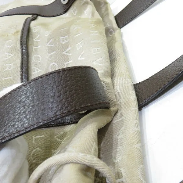 Bvlgari Logo Mania Canvas Leather Tote Bag