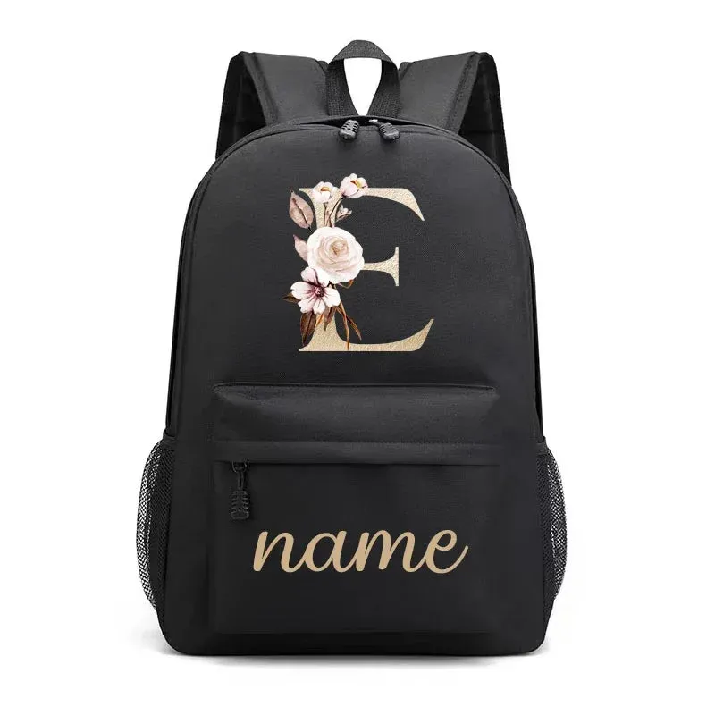 Canvas High School Backpack with Custom Letter Name