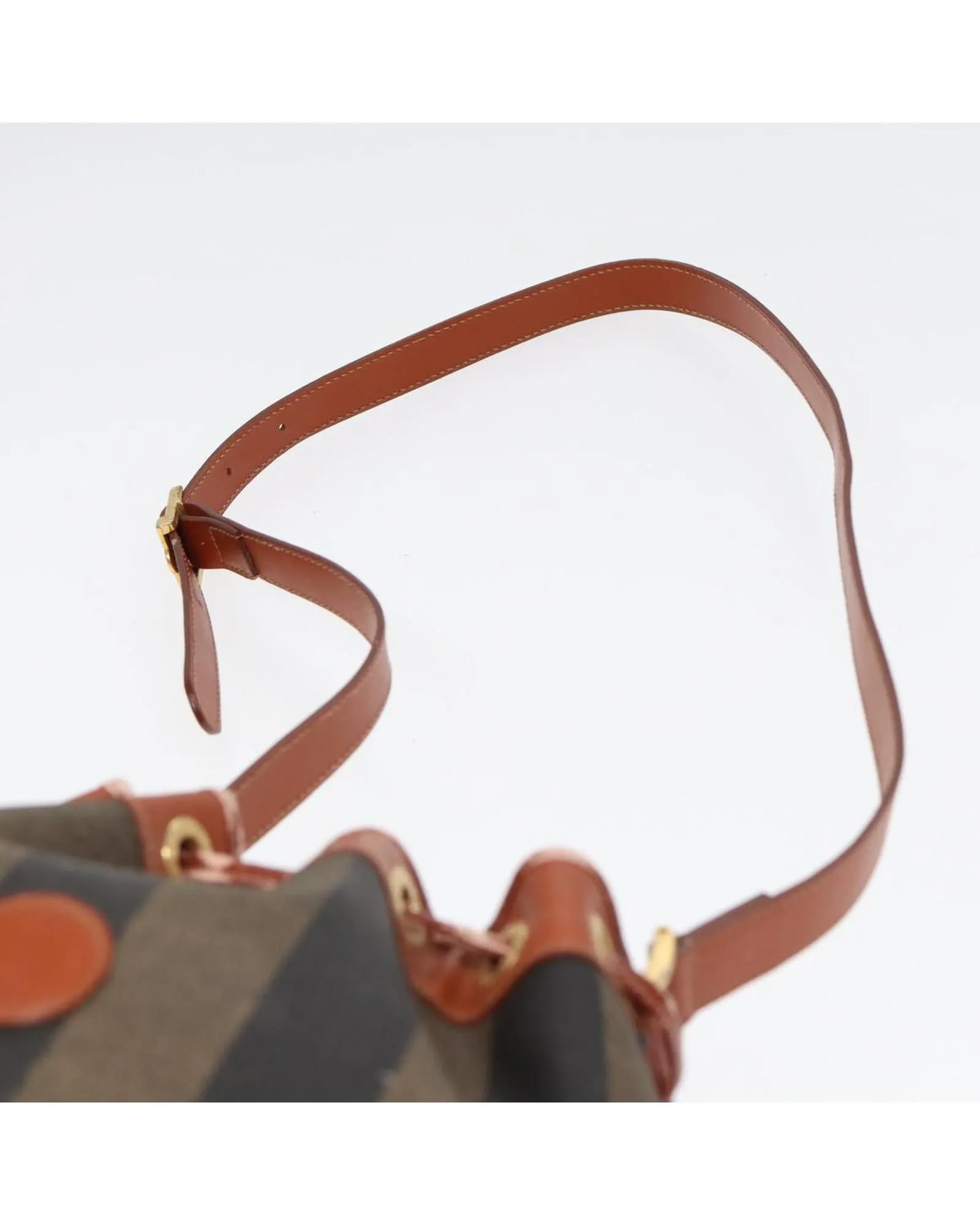 Canvas Shoulder Bag with PVC Leather Trim
