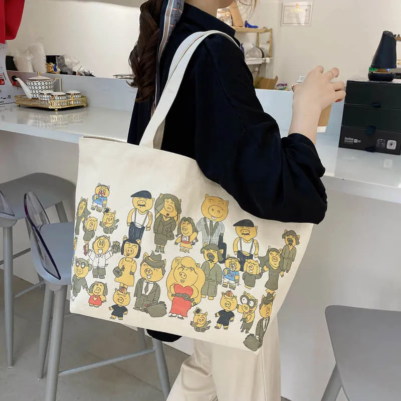 Cartoon anime cloth bag shoulder tote bag