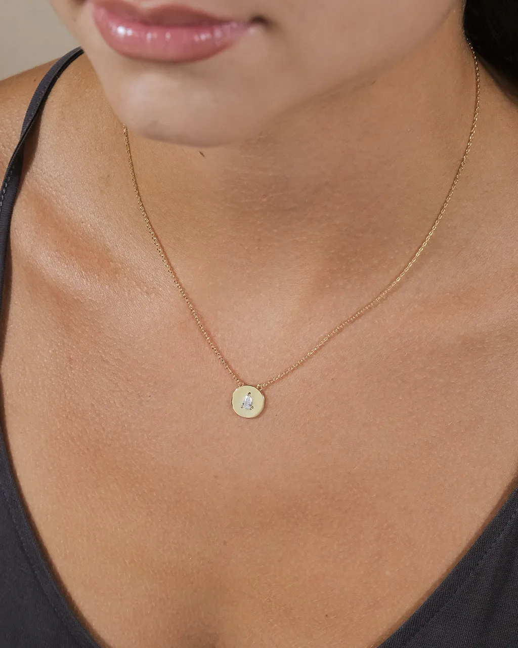Cassie CZ Circle Pendant Necklace