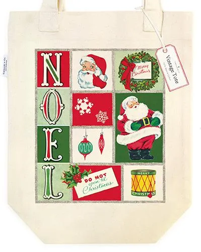 Cavallini - 100% Natural Cotton Vintage Tote Bag - 33x40.5cms - Father Christmas/Noel
