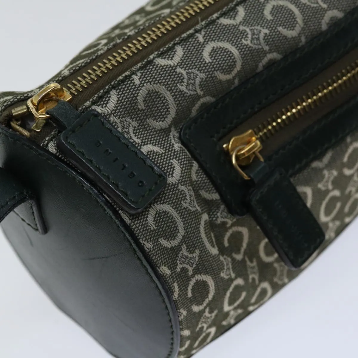 CELINE C Macadam Canvas Shoulder Bag Green Auth 66346