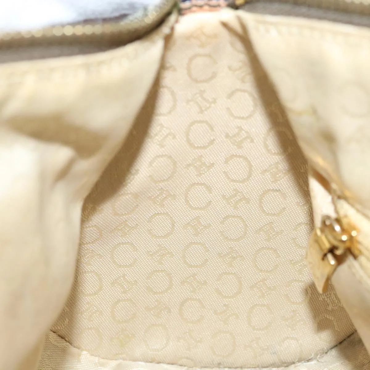CELINE C Macadam Canvas Shoulder Bag Green Auth 66346