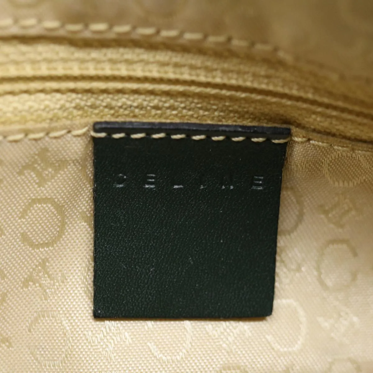 CELINE C Macadam Canvas Shoulder Bag Green Auth 66346