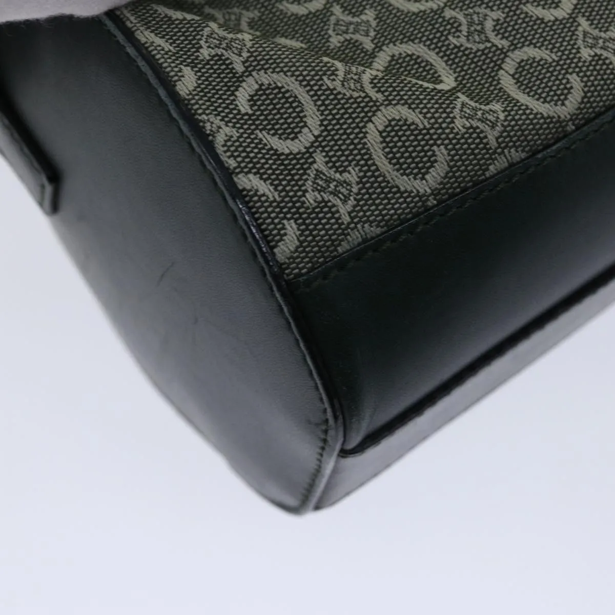 CELINE C Macadam Canvas Shoulder Bag Green Auth 66346