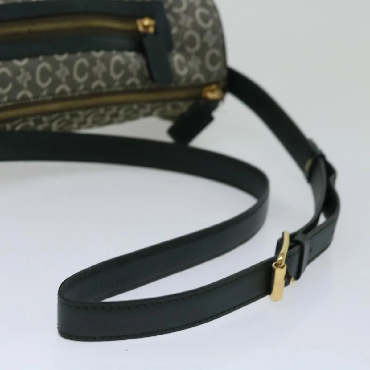 CELINE C Macadam Canvas Shoulder Bag Green Auth 66346