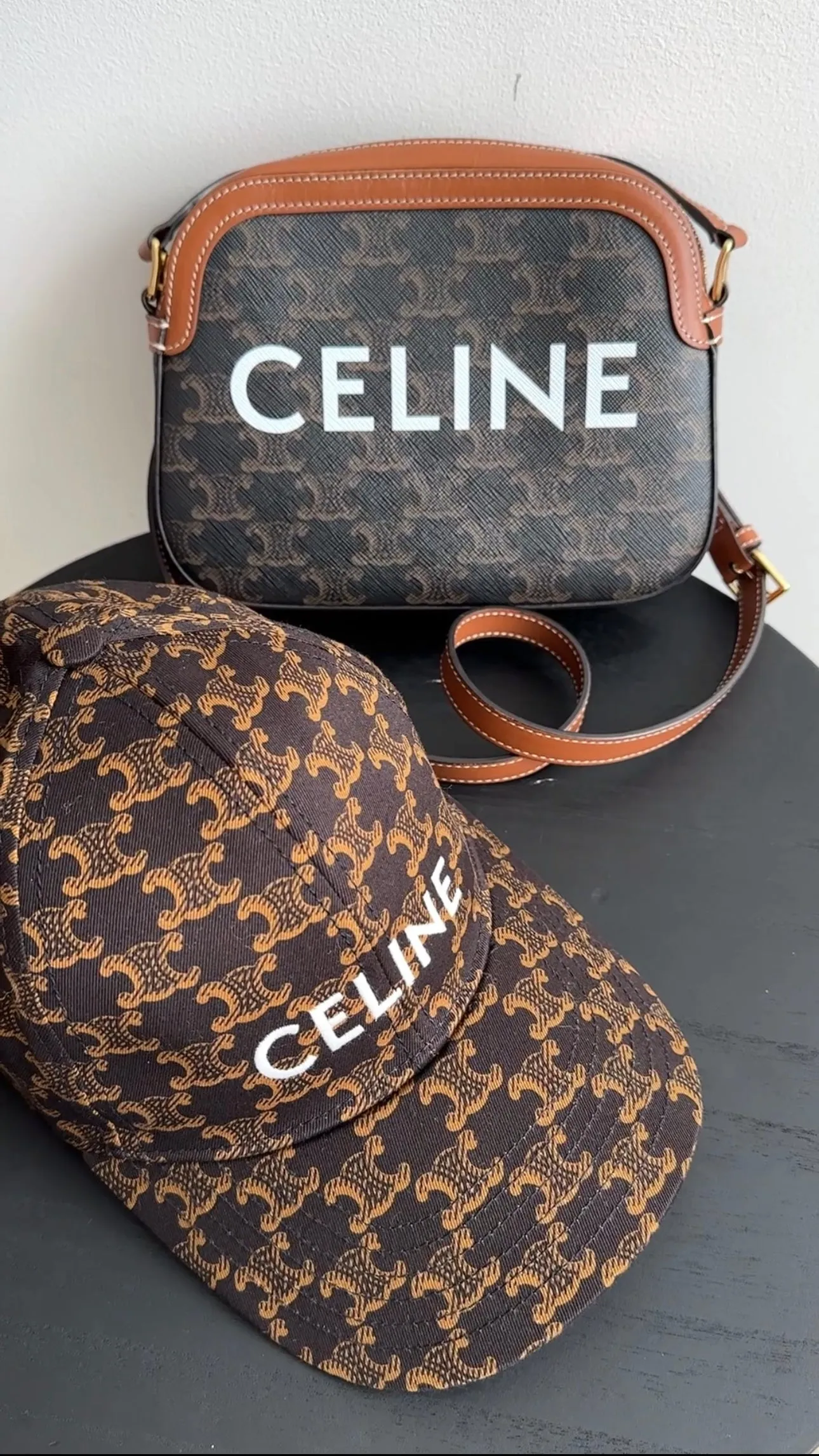Celine Triomphe Small Coated Canvas Logo Crossbody Bag