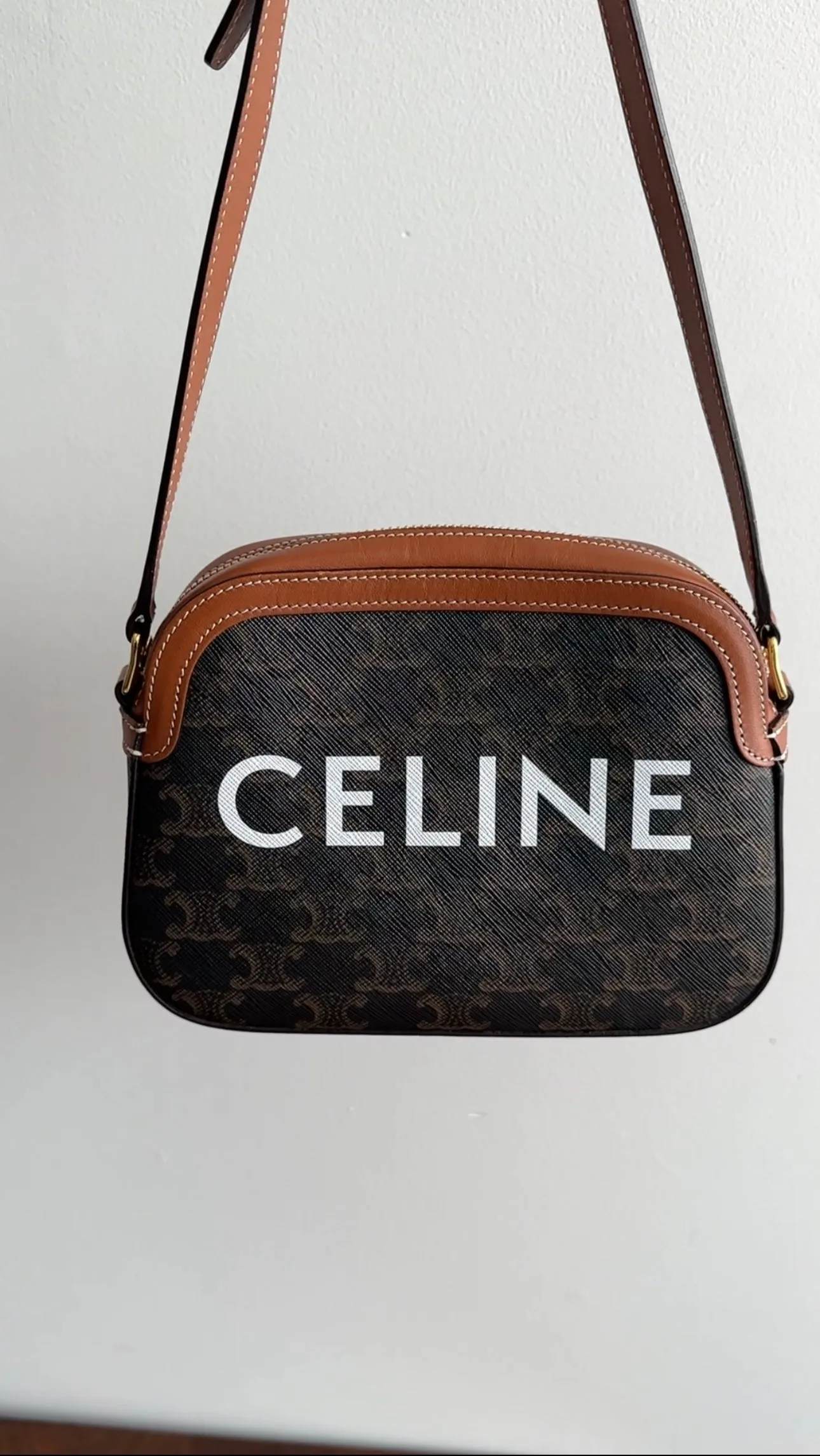 Celine Triomphe Small Coated Canvas Logo Crossbody Bag