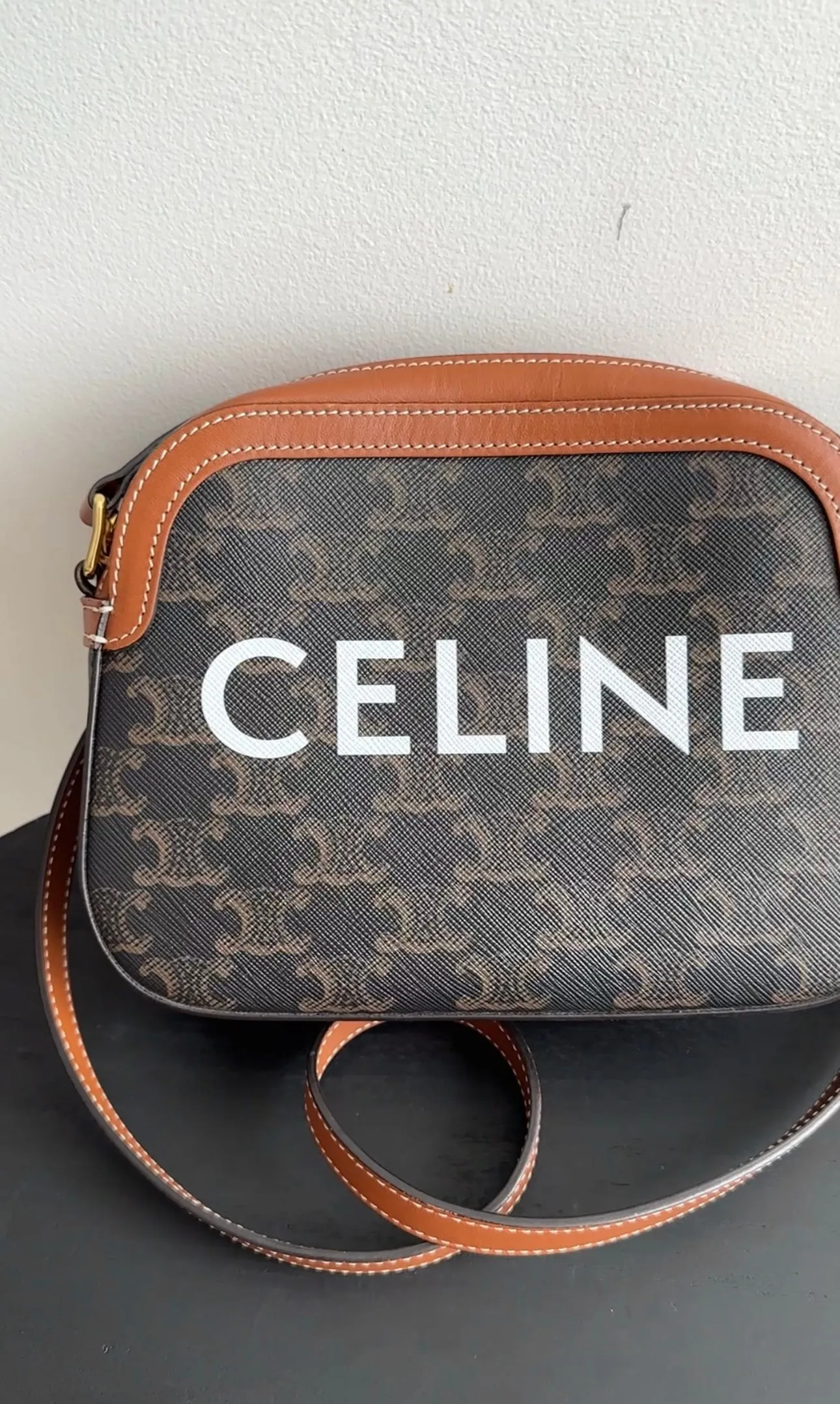 Celine Triomphe Small Coated Canvas Logo Crossbody Bag