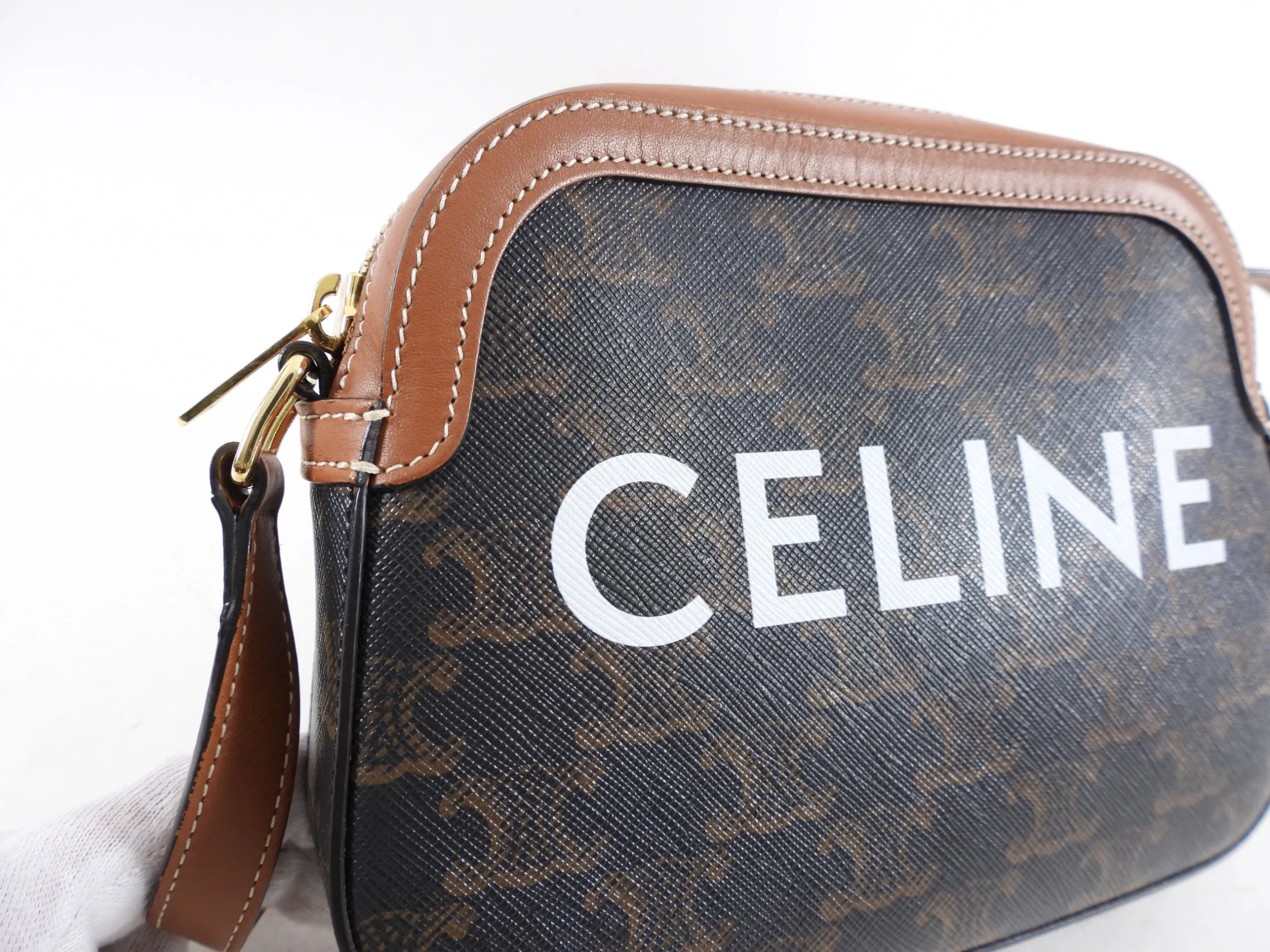 Celine Triomphe Small Coated Canvas Logo Crossbody Bag