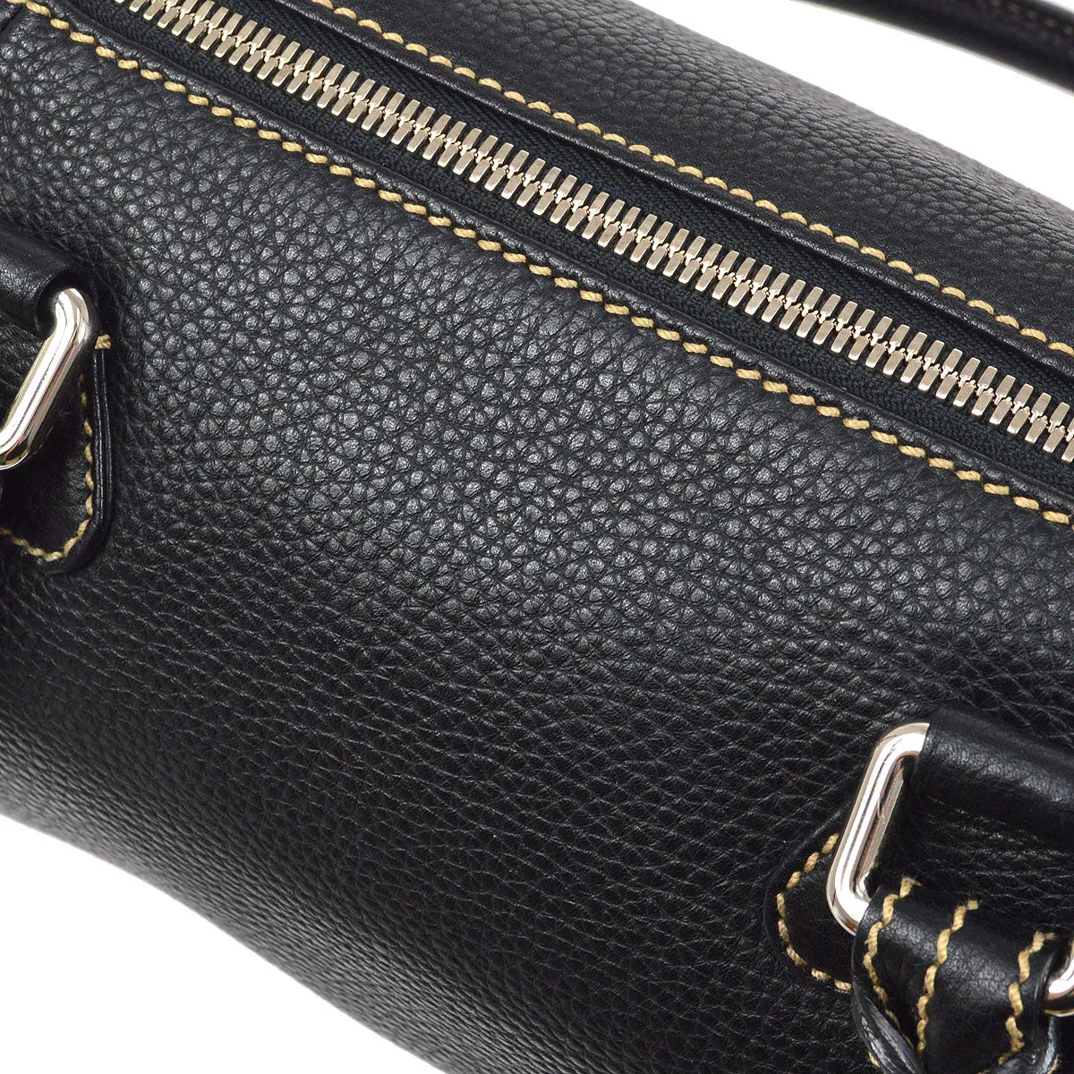 CHANEL 2003-2004 Black Caviar Embossed Logo Handbag 00960