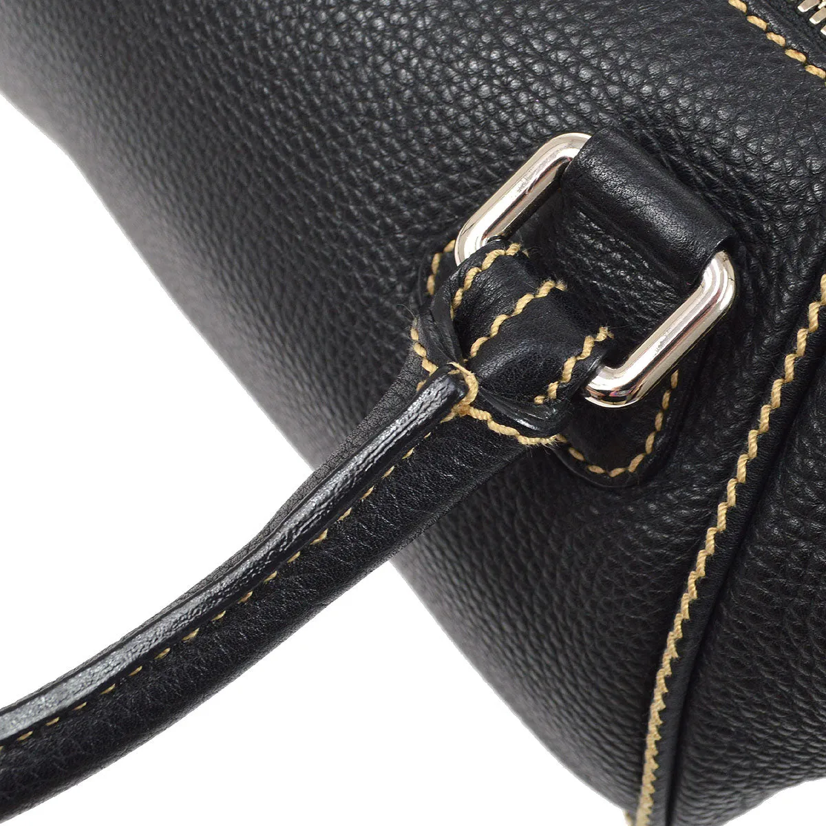 CHANEL 2003-2004 Black Caviar Embossed Logo Handbag 00960