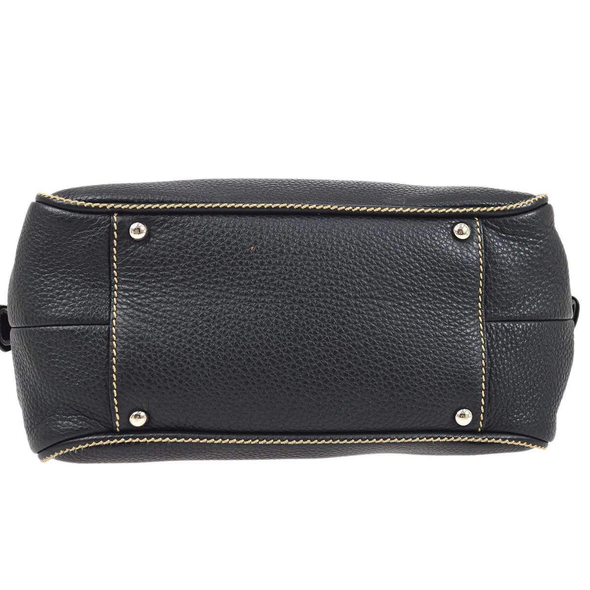 CHANEL 2003-2004 Black Caviar Embossed Logo Handbag 00960