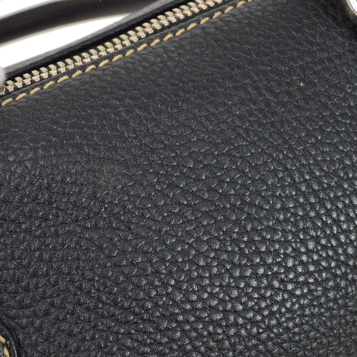 CHANEL 2003-2004 Black Caviar Embossed Logo Handbag 00960