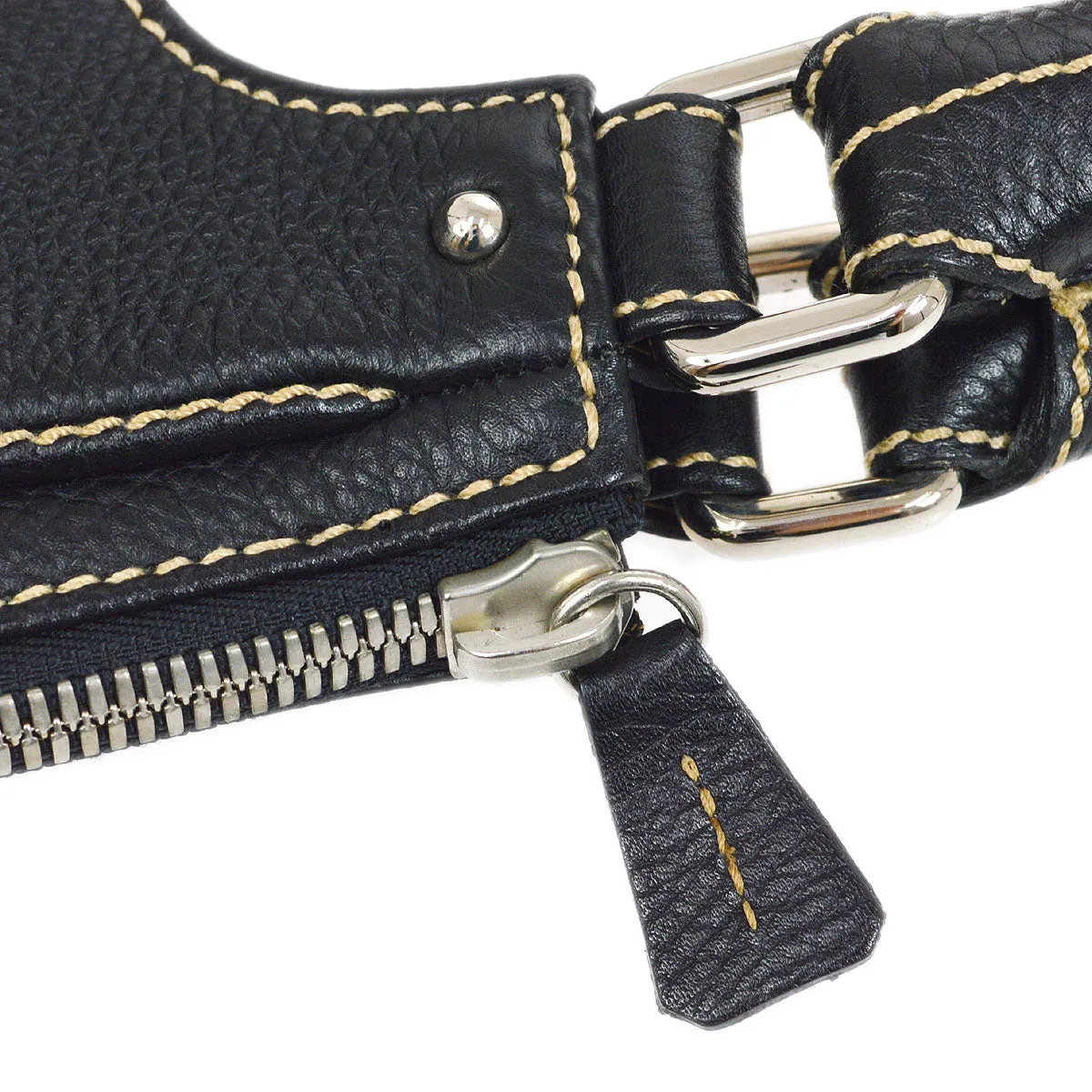 CHANEL 2003-2004 Black Caviar Embossed Logo Hobo Bag 06080