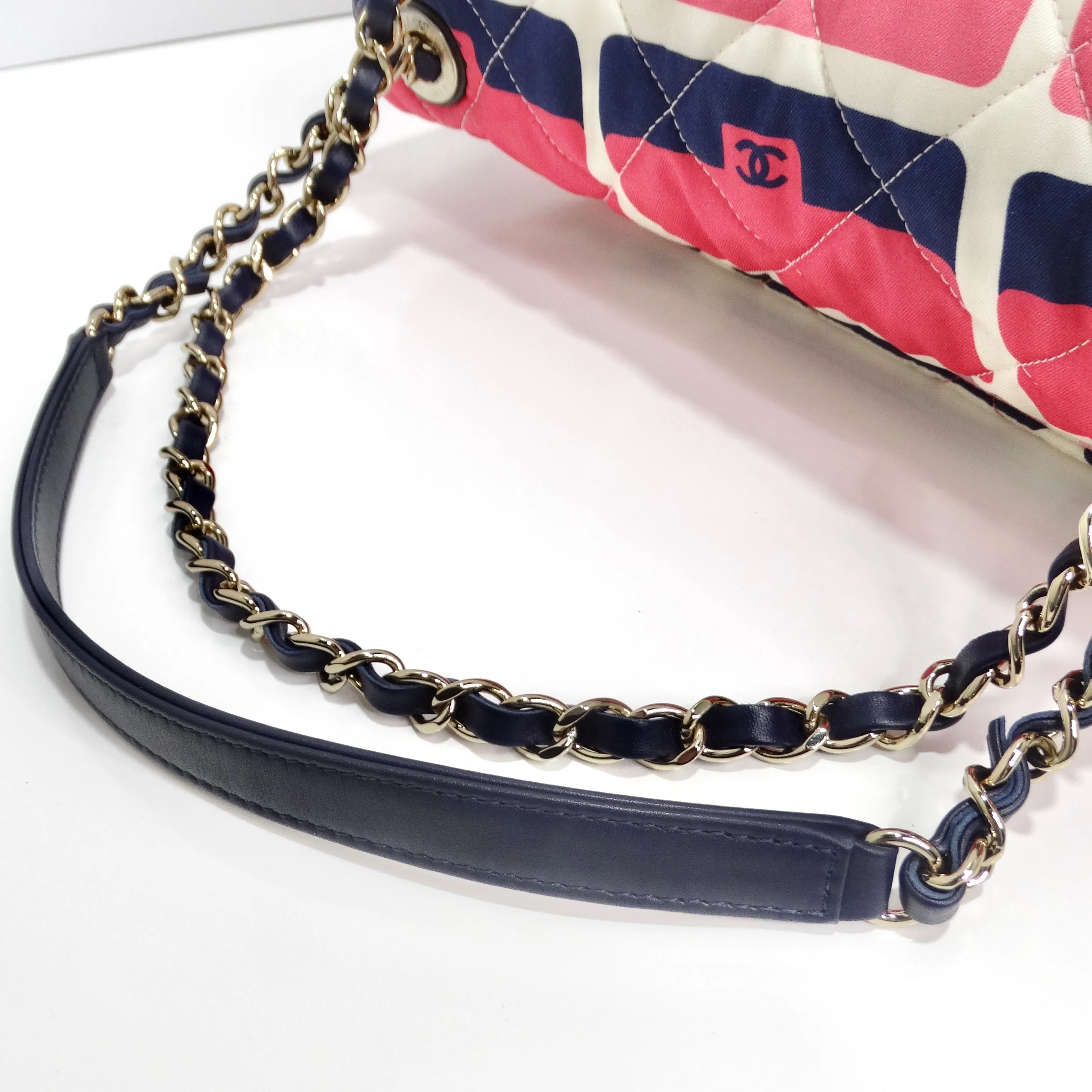 Chanel 2021 Jumbo Print Graphic Pink Black Quilted Flap Shoulder Bag