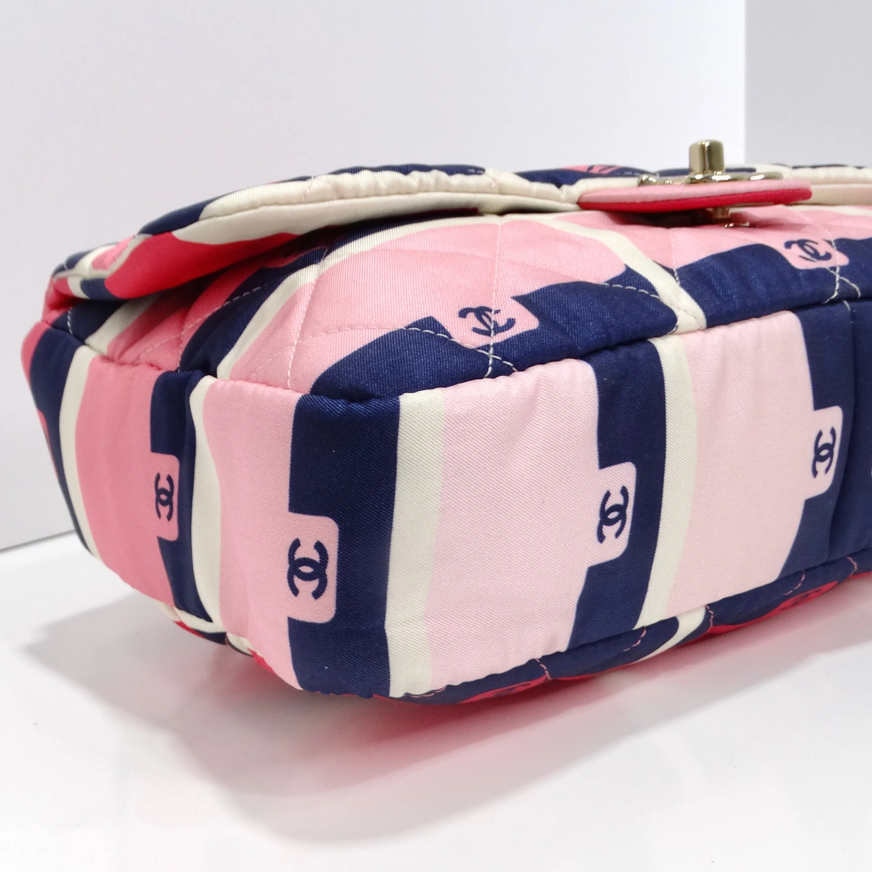Chanel 2021 Jumbo Print Graphic Pink Black Quilted Flap Shoulder Bag