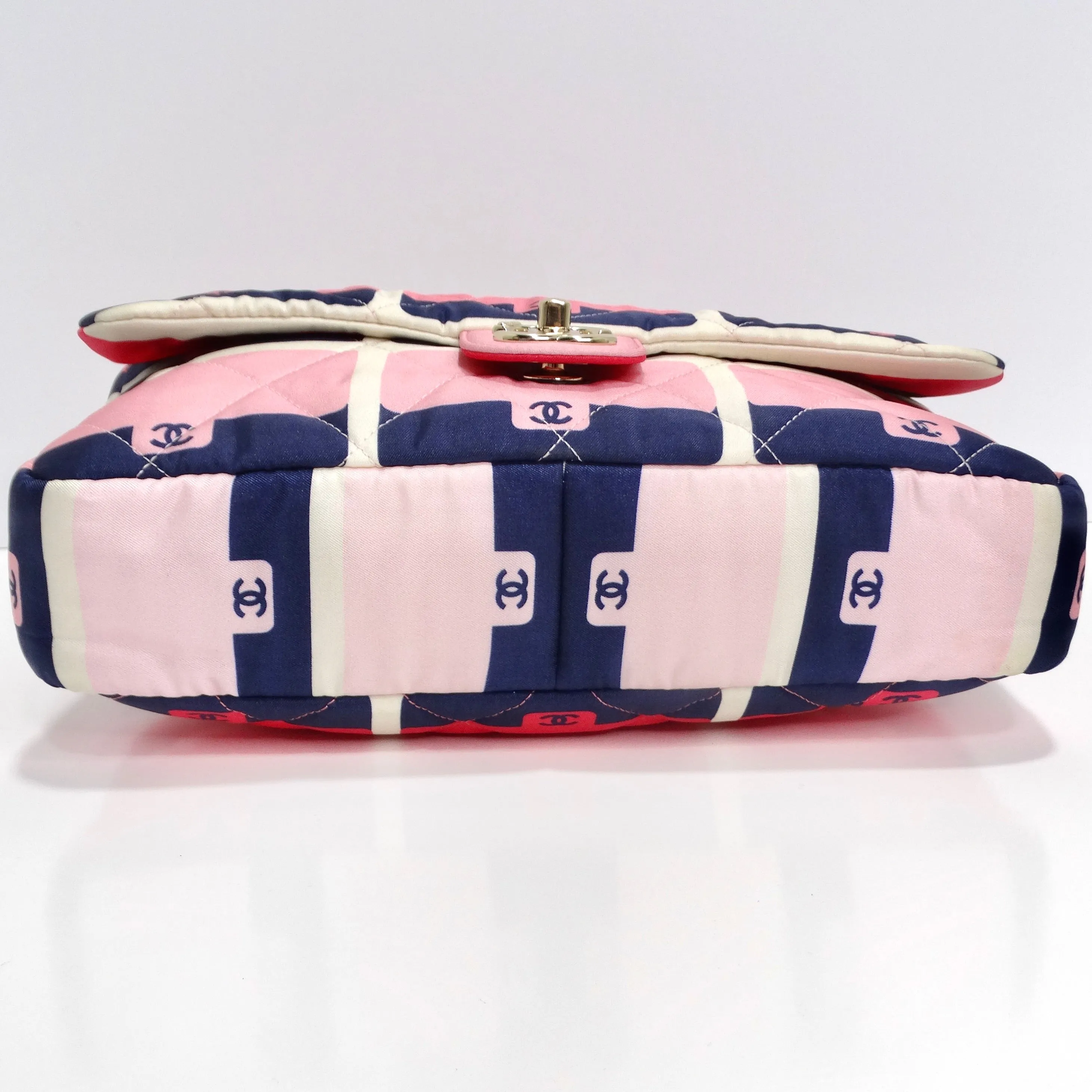 Chanel 2021 Jumbo Print Graphic Pink Black Quilted Flap Shoulder Bag
